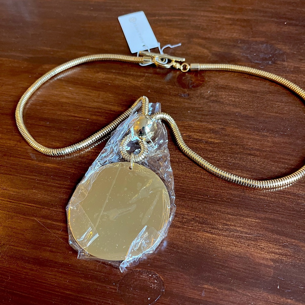 Trina Turk gold medallion statement necklace NWT